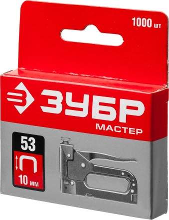 Скобы тип 53, 10 мм, закаленные, ЗУБР &quot;МАСТЕР&quot; 31625-10, 1000 шт 31625-10 купить в Нижневартовске