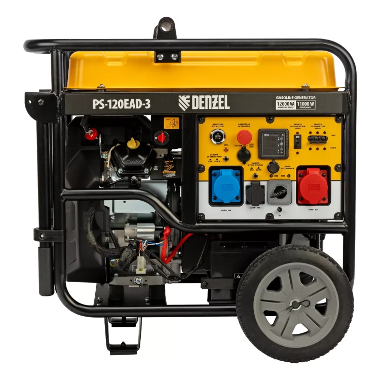 Генератор бензиновый Denzel PS-120EAD-3, 12 кВт,230/400 В, 40л, разъём ATS,перекл.режима,эл.старт купить в Нижневартовске