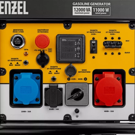 Генератор бензиновый Denzel PS-120EAD-3, 12 кВт,230/400 В, 40л, разъём ATS,перекл.режима,эл.старт купить в Нижневартовске