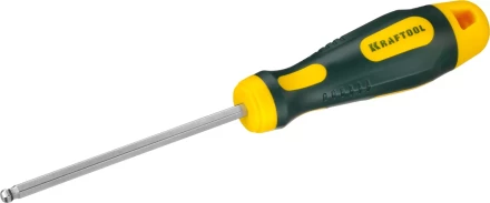 Отвертка KRAFTOOL, Cr-Mo-V сталь, двухкомпонентная противоскользящая рукоятка, HEX, №5x100мм 250075-5-100 купить в Нижневартовске