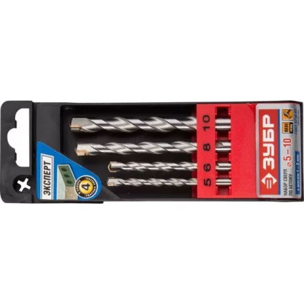 Набор ЗУБР Сверла по бетону ударные, 5-6-8-10 мм, пластиковый бокс, 4 шт 29140-H4 купить в Нижневартовске