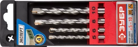 Набор ЗУБР Сверла по бетону ударные, 5-6-8-10 мм, пластиковый бокс, 4 шт 29140-H4 купить в Нижневартовске