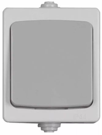 Выключатель СВЕТОЗАР "АВРОРА" одноклавишный, IP44, цвет серо-белый, 10А/~250В SV-54332-W купить в Нижневартовске