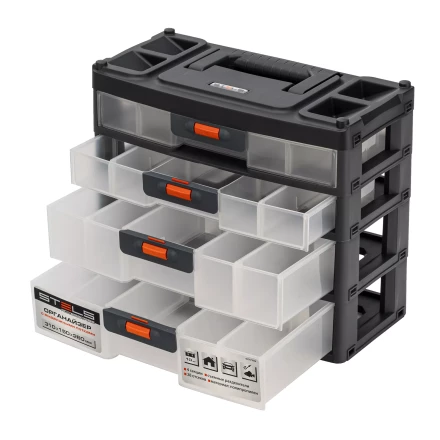 Органайзер для хранения с выдвижными лотками Stels 310х150х260мм, 4 секции, пластик Россия 90728 купить в Нижневартовске