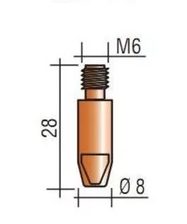 Наконечник к горелке полуавтомата M6  диаметр 1,6 мм L28 тело 8  AL Aurora купить в Нижневартовске