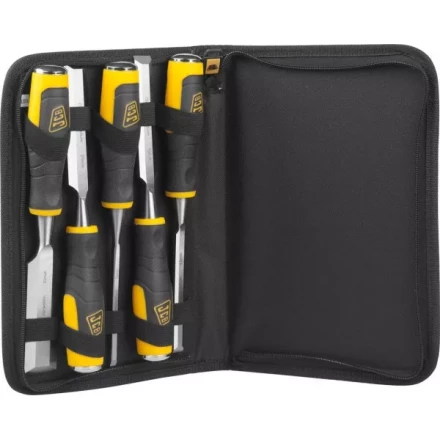 Набор JCB: Стамески, двухкомпонентные рукоятки, CrV cталь, 6 предм.: 6,12,19,25,32мм, с чехлом JCS009 купить в Нижневартовске