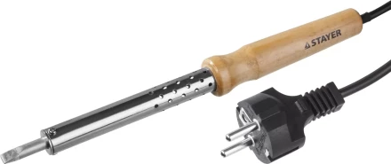 Паяльник с деревянной рукояткой и долговечным жалом, STAYER "MASTER" MAXTerm, 55310-100, 100 Вт, клин 55310-100 купить в Нижневартовске