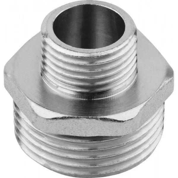 Бочонок ЗУБР "ЭКСПЕРТ" переходной, никелированная латунь, 1/2"-1" 51241-1/2-1 купить в Нижневартовске