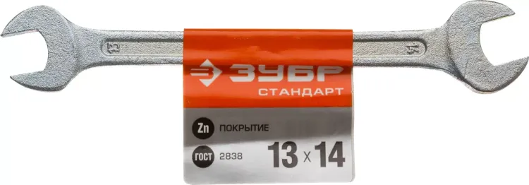 Ключ рожковый гаечный ЗУБР "СТАНДАРТ", оцинкованный, 13х14мм 27115-13-14 купить в Нижневартовске