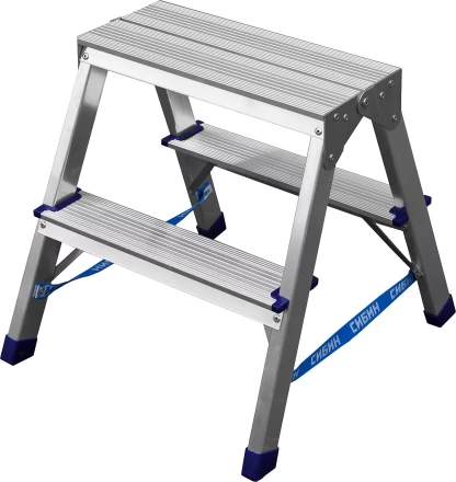 Лестница-стремянка двухсторонняя алюминиевая, СИБИН 38825-02, 2 ступени 38825-02 купить в Нижневартовске