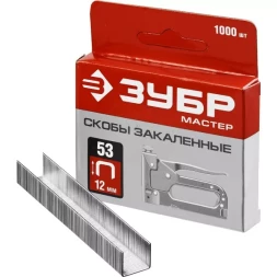 Скобы тип 53, 12 мм, закаленные, ЗУБР "МАСТЕР" 31625-12, 1000 шт 31625-12