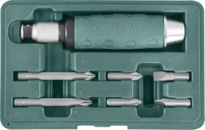 Ударная отвертка с битами SL8 SL10мм PH2 PH3 36мм PH2 PH3 80мм 7 предметов AG010055A Jonnesway 48649