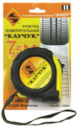 Рулетка 7,5м Каучук с фиксатором Энкор 14208 купить в Нижневартовске