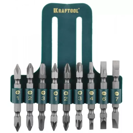 Набор KRAFTOOL Биты двухсторонние, в пласт. держателе, Cr-V, 9 предметов 26060-H10 купить в Нижневартовске