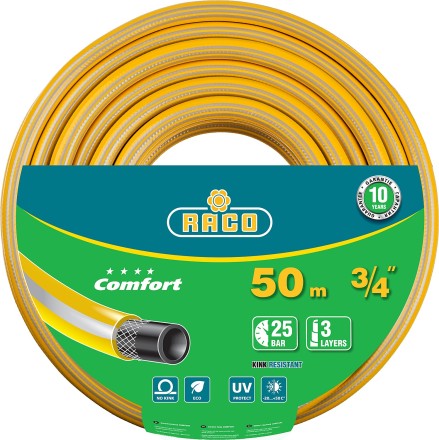Шланг RACO COMFORT поливочный, 25атм., армированный, 3-х слойный, 3/4&quot;х50м 40303-3/4-50_z01 купить в Нижневартовске