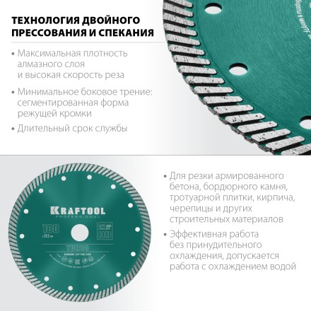 Диск алмазный отрезной для УШМ TURBO 36682-180 купить в Нижневартовске