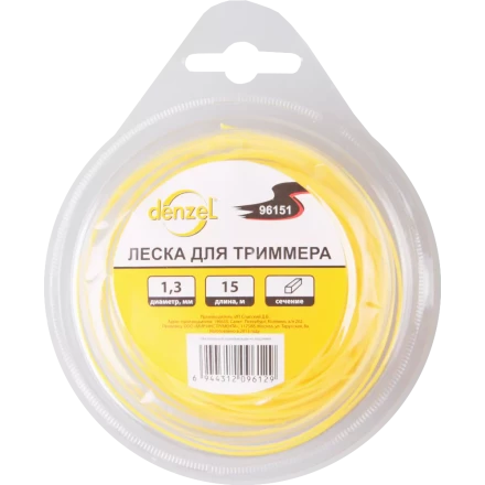 Леска для триммера квадратная, 1,3мм х 15м  Denzel Россия 96151 купить в Нижневартовске