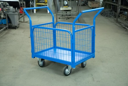 Тележка платформенная TOR ТП-2С (600х900) с бортами из сетки и двумя ручками (колеса 160 мм) 1012414 купить в Нижневартовске