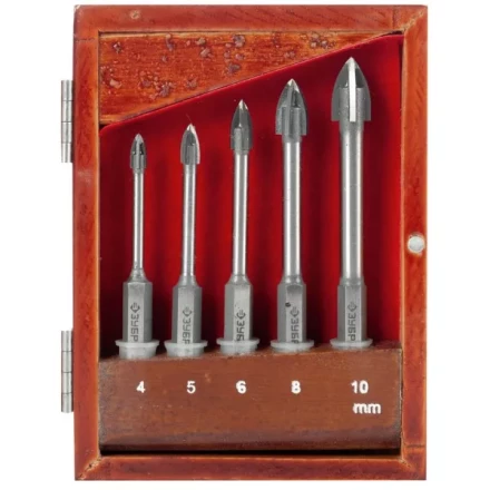 Набор ЗУБР "ПРОФЕССИОНАЛ": Сверла по кафелю, керамике, с четырьмя режущими лезвиями 4, 5, 6, 8, 10мм, 5шт 29845-H5_z01 купить в Нижневартовске