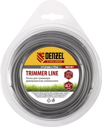 Леска для триммера армированная алюминием X-Pro круглая 1,6мм х 15м блистер Россия  Denzel 96191 купить в Нижневартовске