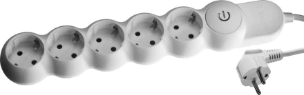 Удлинитель ЗУБР "МАСТЕР" электрический, ПВС сечение 1кв мм, выкл, заземл, защитная шторка, 5 гнезд, макс мощн 3500Вт, 5м 55059-5 купить в Нижневартовске