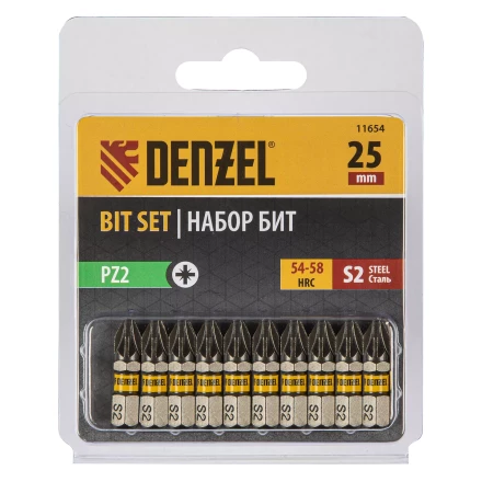 Бита PZ2х25, сталь S2, шестигранный профиль, 10 шт. Е 6,3 Denzel 11654 купить в Нижневартовске