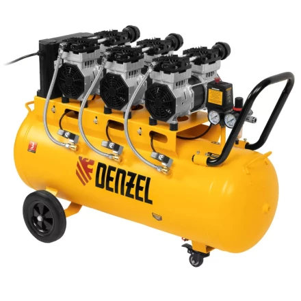 Компрессор безмасляный, малошумный  DLS 2250/100, 2250 Вт, 3x750, 100 л, 410 л/мин блок управления/ Denzel 58029 купить в Нижневартовске