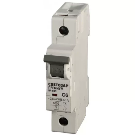 Выключатель автоматический СВЕТОЗАР "ПРЕМИУМ" 1-полюсный, 50 A, "C", откл. сп. 6 кА, 230 / 400 В SV-49021-50-C купить в Нижневартовске