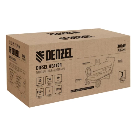 Дизельная тепловая пушка Denzel NHG-30i, 30 кВт, 750 м3/ч, непрямой нагрев, цифровой термостат купить в Нижневартовске