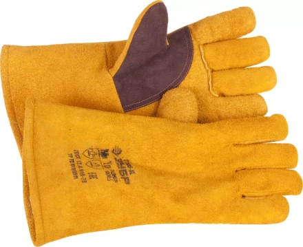 Термостойкие краги ЗУБР для сварки и тяжелых механических работ, утепленные, спилковые, 350мм 11335-XL купить в Нижневартовске