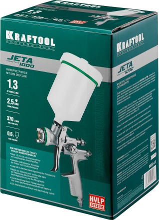 Краскопульт пневматический KRAFTOOL &quot;PRO&quot; Jeta 1000, HVLP, c верхним бачком, 1,3мм 06559-1.3 купить в Нижневартовске
