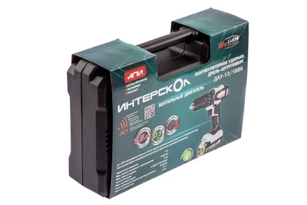 Аккумуляторная дрель-шуруповерт ИНТЕРСКОЛ ДАУ-13/18ВК (573.1.2.70) Li-ion АПИ (кейс, 2 х 1,5Ач, ЗУ) купить в Нижневартовске