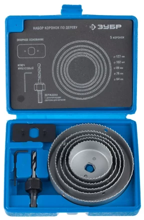 Набор ЗУБР "ЭКСПЕРТ" Коронки по дереву 64-127мм, державка с опорным основанием, ключ имбусовый 2,5мм, 7 предметов 29553-H7_z01 купить в Нижневартовске