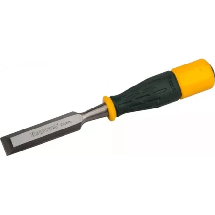 Стамеска KRAFTOOL "EXPERT" упрочненное полотно, ударочпрочная двухкомп ручка, стальной затыльник для ударных работ,20мм 1815-20_z01 купить в Нижневартовске