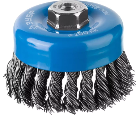 ЗУБР "ПРОФЕССИОНАЛ". Щетка чашечная для УШМ, плетеные пучки стальной проволоки 0,8мм, 100ммхМ14 35277-100_z02 купить в Нижневартовске