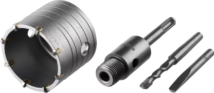 Коронка ЗУБР буровая,  коническая посадка центрирующего сверла, SDS-Plus хвостовик, в сборе, 65мм 2918-65_z01 купить в Нижневартовске