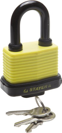 Замок STAYER &quot;MASTER&quot; навесной, всепогодный, пластиковая защита корпуса, с закаленной дужкой,на карточке, 60мм 37140-50 купить в Нижневартовске