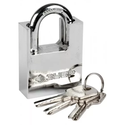 Замок ЗУБР "ЭКСПЕРТ" навесной, стальной корпус, закаленная дужка, с дополнительной защитой, 50мм 37223-50 купить в Нижневартовске