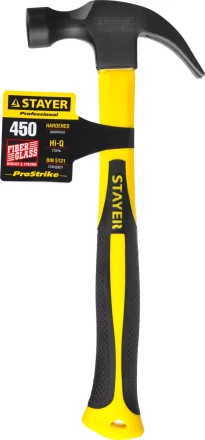 Молоток-гвоздодер "Fiberglass" с фиберглассовой рукояткой, 450 г, STAYER Professional 2026-450_z01 купить в Нижневартовске