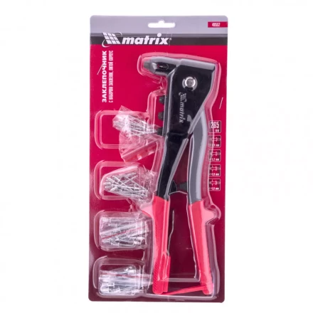 Заклепочник литой 260 мм с набором заклепок заклепки 2,4-3,2-4,0-4,8 мм Matrix 40552 купить в Нижневартовске