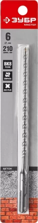 Бур по бетону SDS-Plus ЗУБР "МАСТЕР", 2 резца, спираль 4С, 6х210мм 29315-210-06 купить в Нижневартовске