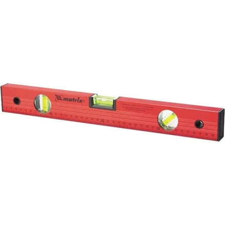 Уровень алюминиевый 2000 мм 3 глазка красный линейка  MATRIX 33241 купить в Нижневартовске