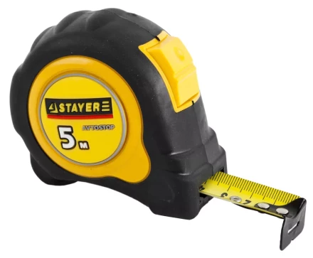 Рулетка STAYER "MASTER" "OMEGA" автостоп, обрезиненный корпус, 5мх25мм 3402-5_z01 купить в Нижневартовске