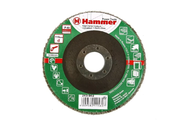 Круг Лепестковый Торцевой (КЛТ) HAMMER КЛТ 1 Ф115х22 Р60 213-002 купить в Нижневартовске