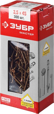 Шурупы ЗУБР &quot;МАСТЕР&quot; по дереву желтопассивированные, 3.5x45мм, 300шт 4-300391-35-045 купить в Нижневартовске