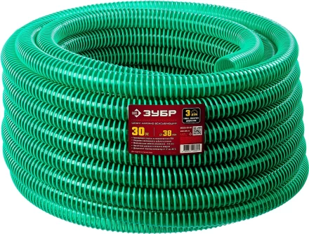 ЗУБР 38 мм x 30 м, 3 атм, со спиралью ПВХ, напорно-всасывающий шланг (40325-38-30) купить в Нижневартовске