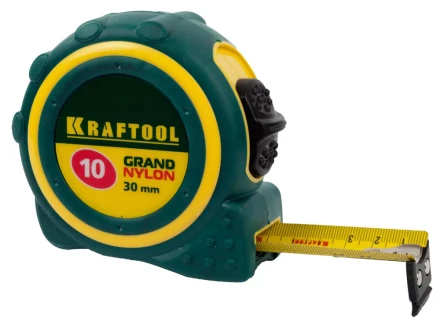 Рулетка KRAFTOOL "GRAND", двухкомпонентный корпус, двусторонняя шкала, нейлоновое покрытие, 10мх30мм 3412-10_z01 купить в Нижневартовске