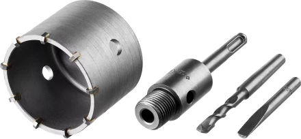 Коронка ЗУБР буровая, коническая посадка центрирующего сверла, SDS-Plus хвостовик, в сборе, 73мм 2918-73_z01 купить в Нижневартовске