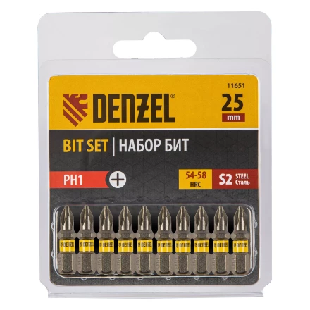 Бита PH1х25, сталь S2, шестигранный профиль, 10 шт. Е 6,3 Denzel 11651 купить в Нижневартовске