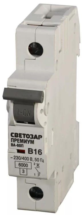 Выключатель автоматический СВЕТОЗАР "ПРЕМИУМ" 1-полюсный, 6 A, "B", откл. сп. 6 кА, 230 / 400 В SV-49011-06-B купить в Нижневартовске